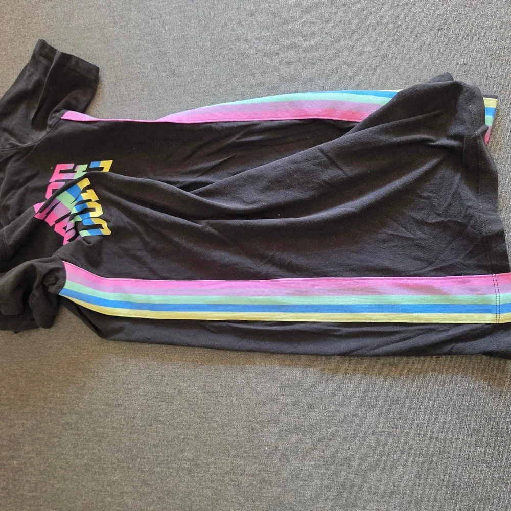 Converse Girls Black Rainbow Logo Stripe T-Shirt Dress Size L 12-13 Yrs
